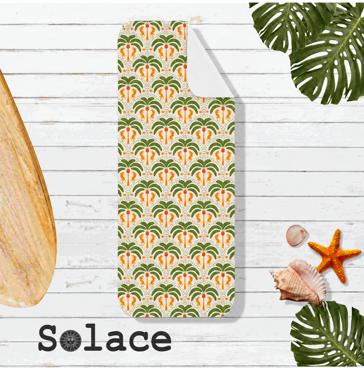 Solace Tiger Palm microfiber training towel - matching button-up print