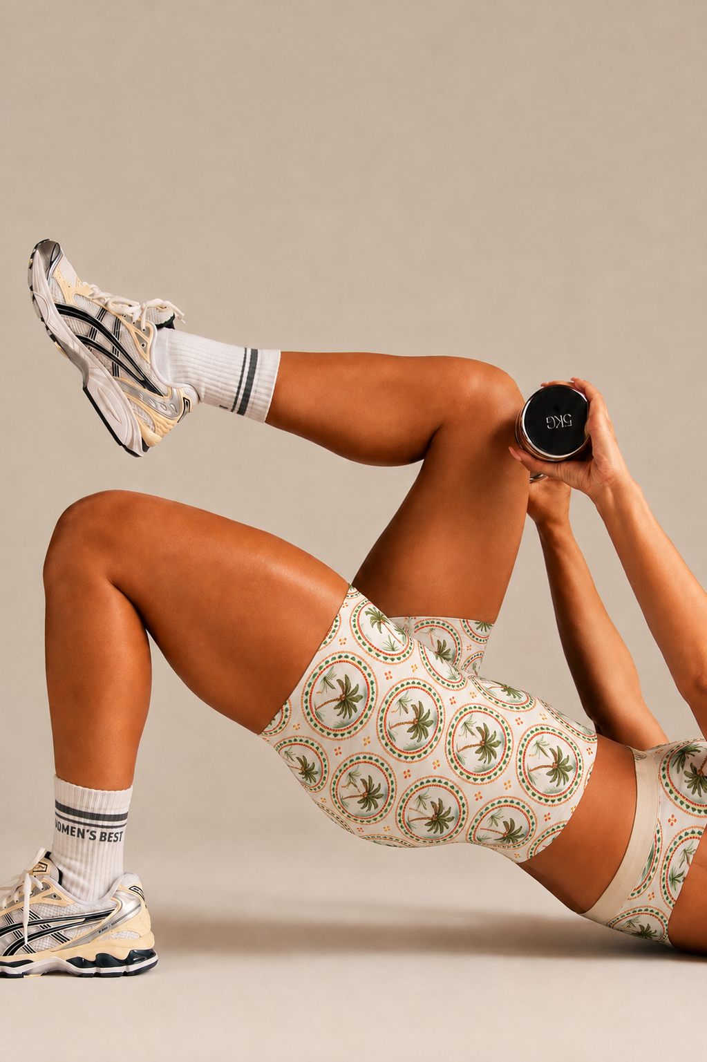 Solace Palms Beige High-Waisted Bike Shorts