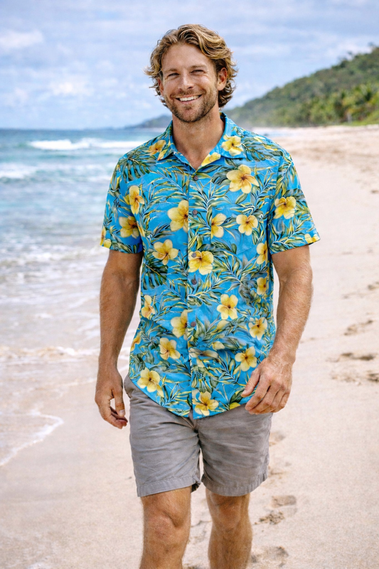 Solace Men's Frangipani Button up Shirt