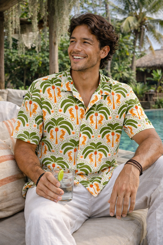 Solace Men's Tiger Palm Button up Shirt