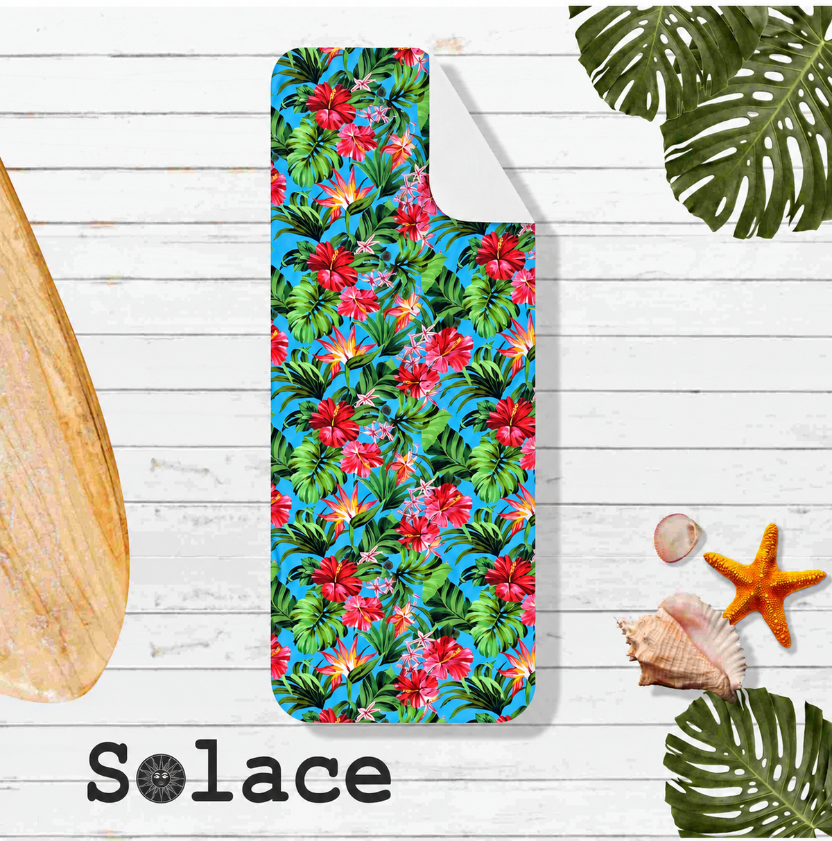 Solace Lokahi microfiber training towel - matching button-up print